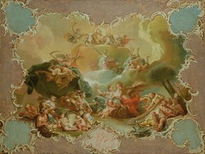 Modello per una decorazione del soffitto che raffigura Cerere con i frutti della terra con il Tempo che supera l